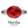 Martha Stewart 4 1/2 Carat Oval Shape Gemstone Ring With Lab Grown Diamonds In Sterling Silver, Choose Your Gemston In Metallic