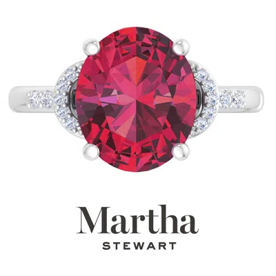 Martha Stewart 4 1/2 Carat Oval Shape Gemstone Ring With Lab Grown Diamonds In Sterling Silver, Choose Your Gemston