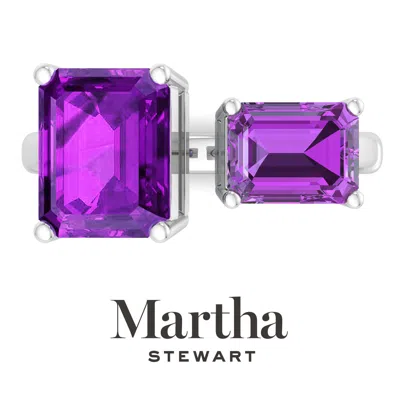 Martha Stewart 4 1/2 Carat Two Stone Gemstone Ring For Women In Sterling Silver, Gemstone Jewelry For Women