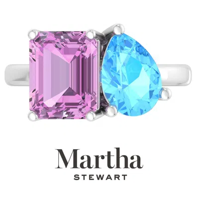 Martha Stewart 4 3/4 Carat Two Stone Gemstone Ring For Women In Sterling Silver, Gemstone Jewelry For Women