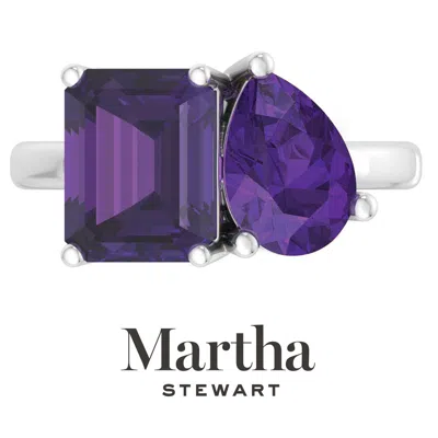Martha Stewart 4 3/4 Carat Two Stone Gemstone Ring For Women In Sterling Silver, Gemstone Jewelry For Women