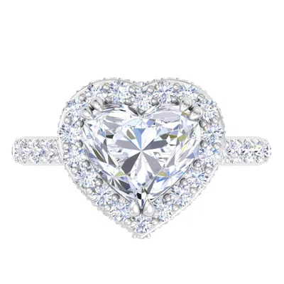 Martha Stewart 4 Carat Heart Shape Lab Grown Diamond Hidden Halo Engagement Ring In Sterling Silver In Metallic