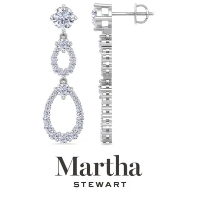 Martha Stewart 4 Carat Lab Grown Diamond Drop Earrings In 14 Karat Gold, Lab Grown Diamond Earrings In Metallic