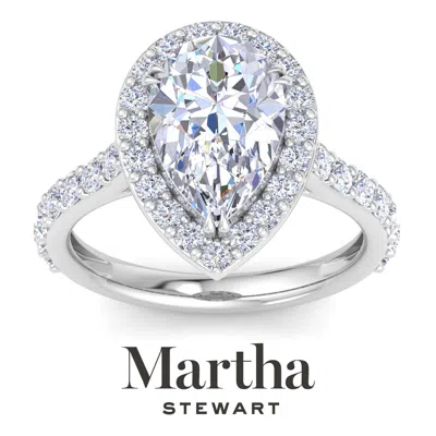 Martha Stewart 4 Carat Lab Grown Diamond Ring, Halo Diamond Engagement Ring In 14 Karat Gold In Metallic