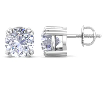 Martha Stewart 4 Carat Lab Grown Diamond Stud Earrings In Sterling Silver In Metallic