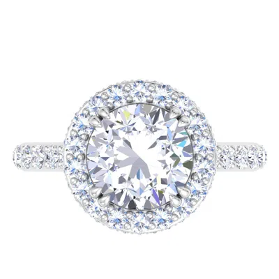 Martha Stewart 4 Carat Round Lab Grown Diamond Hidden Halo Engagement Ring In Sterling Silver