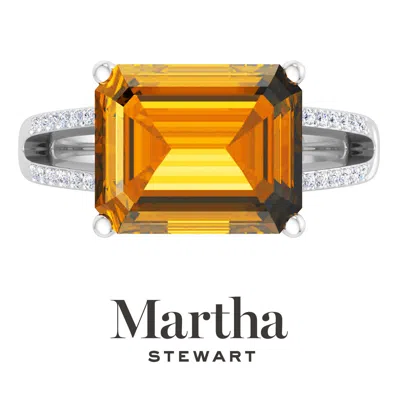 Martha Stewart 5 1/2 Carat Emerald Cut Gemstone Ring With Lab Grown Diamonds In Sterling Silver, Choose Your Gemsto