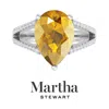 Martha Stewart 5 1/2 Carat Pear Shape Gemstone Ring With Lab Grown Diamonds In Sterling Silver, Choose Your Gemston In Metallic