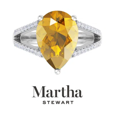 Martha Stewart 5 1/2 Carat Pear Shape Gemstone Ring With Lab Grown Diamonds In Sterling Silver, Choose Your Gemston In Metallic