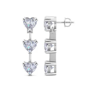 Martha Stewart 5 Carat Heart Shape Lab Grown Diamond Drop Earrings In Sterling Silver In Metallic