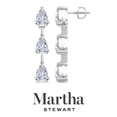 Martha Stewart 5 Carat Lab Grown Diamond Earrings, Drop Style, 14 Karat Gold, Fine Jewelry For Women In Metallic