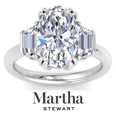 Martha Stewart 5 Carat Lab Grown Diamond Ring, Three Stone Diamond Engagement Ring In 14 Karat Gold In Metallic