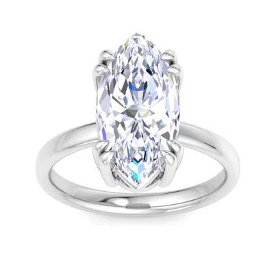 Martha Stewart 5 Carat Marquise Shape Lab Grown Diamond Solitaire Engagement Ring In Sterling Silver In Metallic