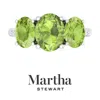 Martha Stewart 5 Carat Oval Shape Gemstone Three Stone Ring With Lab Grown Diamonds In Sterling Silver, Choose Your