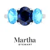 Martha Stewart 5 Carat Oval Shape Gemstone Three Stone Ring With Lab Grown Diamonds In Sterling Silver, Choose Your In Blue