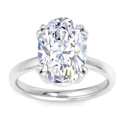Martha Stewart 5 Carat Oval Shape Lab Grown Diamond Solitaire Engagement Ring In Sterling Silver In Metallic