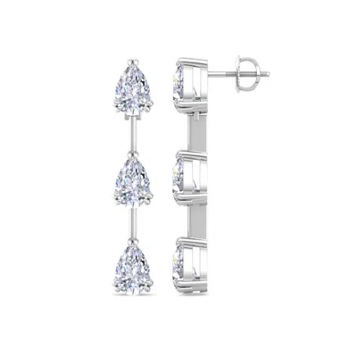 Martha Stewart 5 Carat Pear Shape Lab Grown Diamond Drop Earrings In Sterling Silver In Metallic