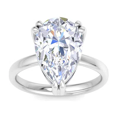 Martha Stewart 5 Carat Pear Shape Lab Grown Diamond Solitaire Engagement Ring In Sterling Silver In White