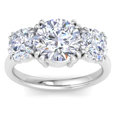 Martha Stewart 5 Carat Round Lab Grown Diamond Three Stone Engagement Ring In Sterling Silver In Metallic