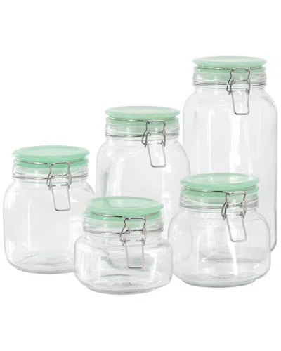 Martha Stewart 5pc Glass Canister Set With Lids In Green