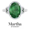 Martha Stewart 6 3/4 Carat Oval Shape Gemstone Halo Ring With Lab Grown Diamonds In Sterling Silver, Choose Your Ge In Silver
