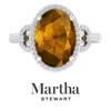 Martha Stewart 6 3/4 Carat Oval Shape Gemstone Halo Ring With Lab Grown Diamonds In Sterling Silver, Choose Your Ge In Silver