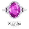 Martha Stewart 6 3/4 Carat Oval Shape Gemstone Halo Ring With Lab Grown Diamonds In Sterling Silver, Choose Your Ge In Silver