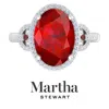 Martha Stewart 6 3/4 Carat Oval Shape Gemstone Halo Ring With Lab Grown Diamonds In Sterling Silver, Choose Your Ge In Silver
