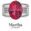 Martha Stewart 6 3/4 Carat Oval Shape Gemstone Hidden Halo Ring With Lab Grown Diamonds In Sterling Silver, Choose  In Metallic
