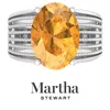 Martha Stewart 6 3/4 Carat Oval Shape Gemstone Hidden Halo Ring With Lab Grown Diamonds In Sterling Silver, Choose  In Metallic