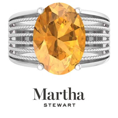 Martha Stewart 6 3/4 Carat Oval Shape Gemstone Hidden Halo Ring With Lab Grown Diamonds In Sterling Silver, Choose  In Metallic