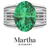 Martha Stewart 6 3/4 Carat Oval Shape Gemstone Hidden Halo Ring With Lab Grown Diamonds In Sterling Silver, Choose  In Green