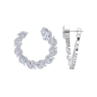 Martha Stewart 6 Carat Lab Grown Diamond Hoop Earrings In Sterling Silver, Marquise In Metallic