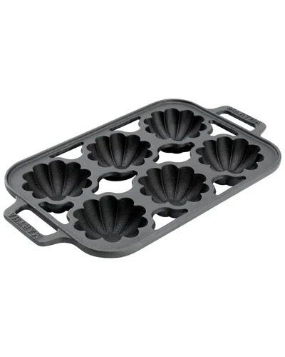 Martha Stewart 6-cup Fluted Mold Pre-seasoned Cast Iron Pan In Black