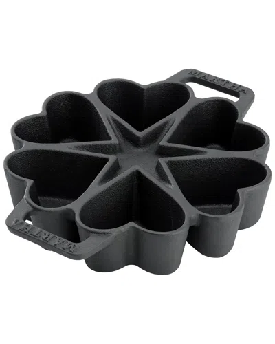 Martha Stewart 6-cup Heart Mold Pre-seasoned Cast Iron Pan In Black