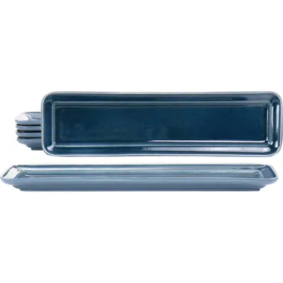 Martha Stewart 6 Piece 16.1x4.3" Rectangle Stoneware Long Platter Set In Blue
