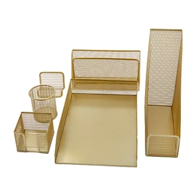 Martha Stewart 6 Piece Gold Desk Organizer Set In Yellow