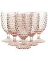 Martha Stewart 6pc 14.2oz Glass Hobnail Goblet Drinkware Set
