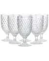 Martha Stewart 6pc 14.2oz Glass Hobnail Goblet Drinkware Set