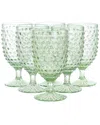 Martha Stewart 6pc 14.2oz Glass Hobnail Goblet Drinkware Set