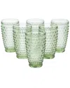 Martha Stewart 6pc Hobnail Handmade Glass Tumbler Set In Green
