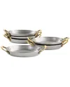 Martha Stewart 6 Piece Mini Vintage Oval Au Gratin Pan Set With Brass Handle In Silver