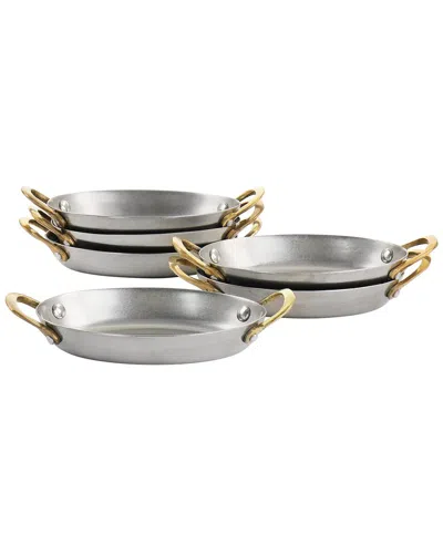MARTHA STEWART MARTHA STEWART 6PC MINI VINTAGE OVAL AU GRATIN PAN SET WITH BRASS HANDLE