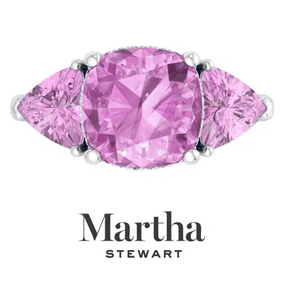 Martha Stewart 8 Carat Cushion Cut Gemstone Three Stone Ring With Lab Grown Diamonds In Sterling Silver, Choose You