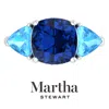 Martha Stewart 8 Carat Cushion Cut Gemstone Three Stone Ring With Lab Grown Diamonds In Sterling Silver, Choose You In Blue