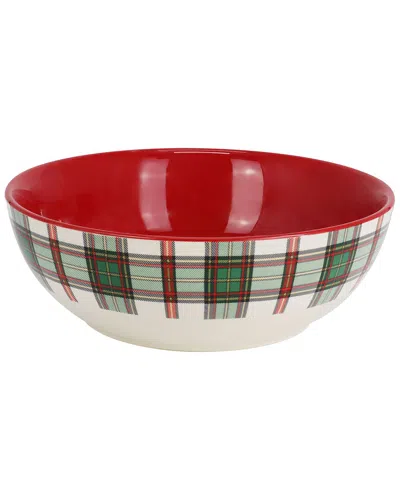 Martha Stewart 8.6in Holiday Plaid Stoneware Serving Bowl In Blue