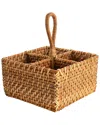 Martha Stewart 8in Rattan Woven Four Section Flatware Caddy In Brown