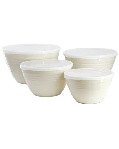 Martha Stewart 8pc Plastic Storage Bowl Set With Lids In White