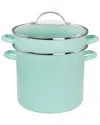 Martha Stewart 8qt Dual Stock Pot And Steamer Set In Aqua
