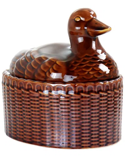 Martha Stewart 9in Stoneware Sculpted Goose Covered Oval Baker In Brown